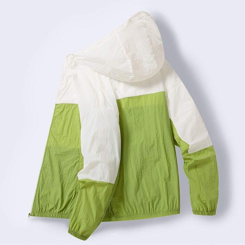 New color blocked sun protection clothing for men, lightweight, breathable, quick drying outdoor couple hooded, UV_voghion.com