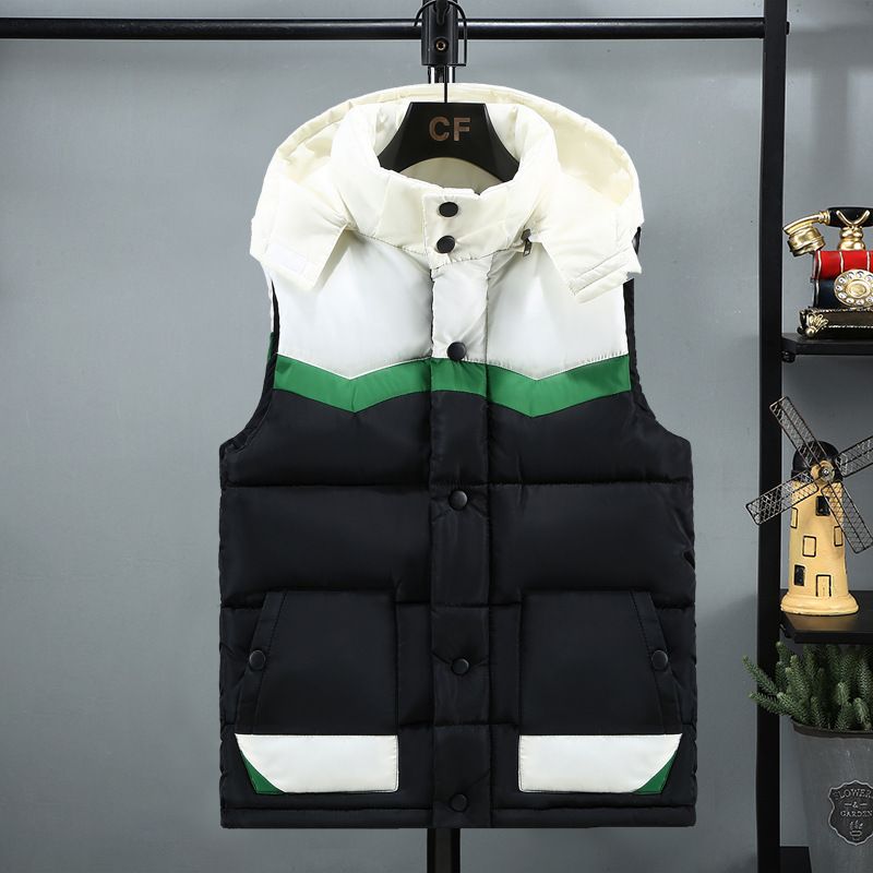 Vīriešu apģērbi Rudens un ziemas ar kapuci salaidumi skriešanas vīriešu pāriem uz leju kokvilnas veste vīriešu versija plānas vestes biezināta liela izmēra veste_voghion.com