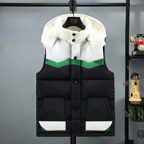 Vīriešu apģērbi Rudens un ziemas ar kapuci salaidumi skriešanas vīriešu pāriem uz leju kokvilnas veste vīriešu versija plānas vestes biezināta liela izmēra veste_voghion.com