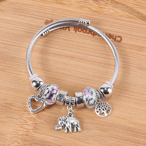Stile moda famiglia colorato perline corona amore chiave elefante fortunato coppia studente braccialetto versatile_voghion.com