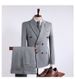 Elegant Gray Striped Double-Breasted Suit Set For Men - 3-Piece Formal Business Attire, Wedding & Performance Outfit (Available In Plus Sizes)"_voghion.com