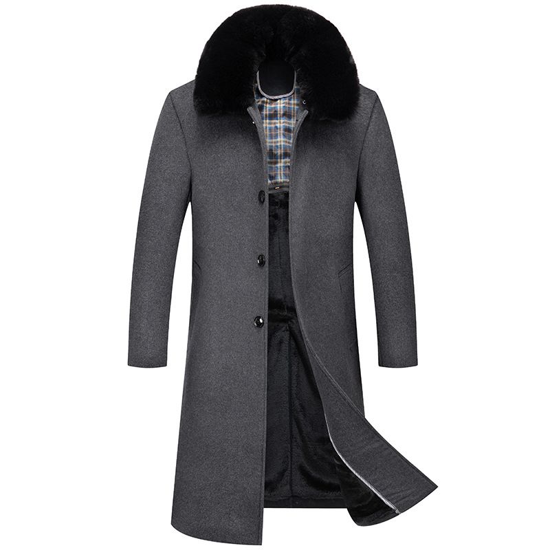 Langer Wollmantel für Herren, Winter, Business-Casual-Trenchcoat, warme, mit Fleece gefütterte, verdickte Oberbekleidung für kaltes Wetter_voghion.com
