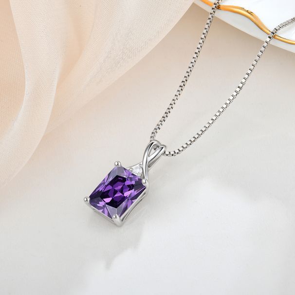 S925 ασημένιο μενταγιόν 12 κολιέ γενεθλίων χρωματιστή αλυσίδα κλείδας ζιργκόν γυναικεία κοσμήματα ασημένια κοσμήματα_voghion.com