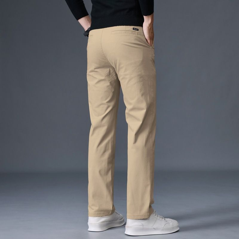 Nuovi pantaloni casual da uomo in puro cotone, dritti, larghi, elastici, salopette da lavoro, pantaloni da uomo spessi e accatastati_voghion.com