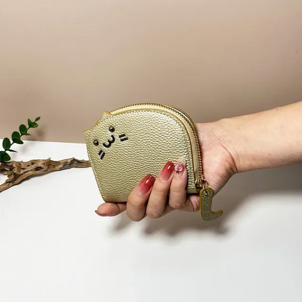 Portafoglio da donna in pelle PU con portamonete e porta carte di credito, con cerniera piccola, modello gatto carino, 2024_voghion.com