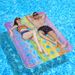 Rainbow Gradient Inflatable Double Lounger - Glitter Mesh & Padded Pillow (Eco-Friendly PVC 200cm Heavy-Duty For Pool & Beach)_voghion.com
