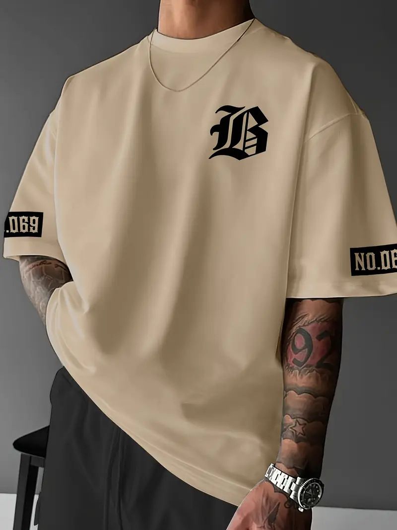 Abbigliamento maschile transfrontaliero europeo e americano nuovo marchio di moda maschile estate girocollo lettera larga manica corta t-shirt top_voghion.com