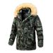Manteau d'hiver à capuche camouflage pour homme - Parka longue, épaisse et ajustée, doublée polaire, pour l'extérieur et les loisirs_voghion.com