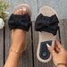 Damskor Sommar Ny inomhusfritid och bekvämt hem Lätt Tofflor Linne Rosett Flip Flops Platta halkfria sandaler_voghion.com