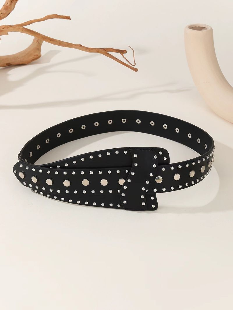 Ceinture de pantalon à boucle polyvalente de style décoration personnalisée avec clous en saule punk_voghion.com