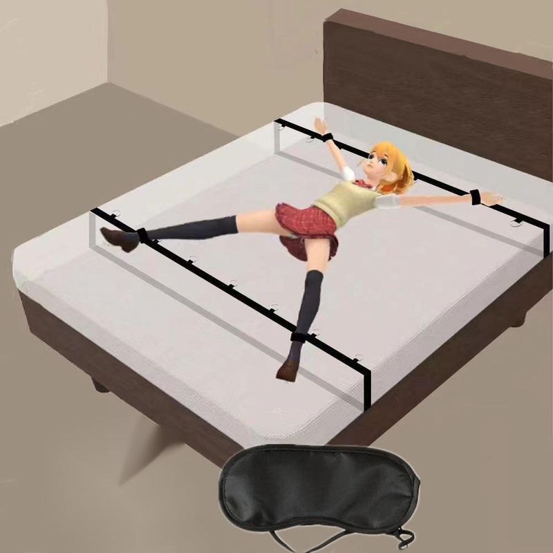 SM Bed Binding Full Set Handcuffs Footcuffs Belt Erotic Split Leg Position Restraint Integrated Alternative Training_voghion.com