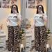 Fashion Two-Piece Women's Summer New Leopard Print Short Sleeve Wide-Leg Pants Casual Plus Size Set_voghion.com