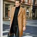Pánské oblečení Slim střední délky vlněný kabát jednořadý trenčkot Slim Fit_voghion.com