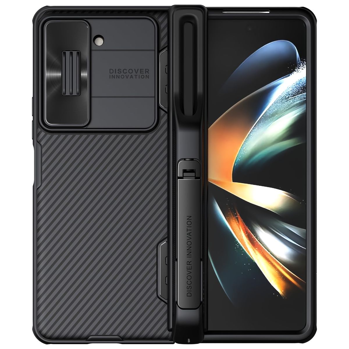 For Galaxy Z Fold 5 Case With S Pen Holder & Slide Camera Cover Protective Phone Case_voghion.com