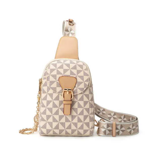 Designer Bag Free Shipping Geometric Pattern Chest Bag With Chain And Buckle Strap Student Schoolbag_voghion.com