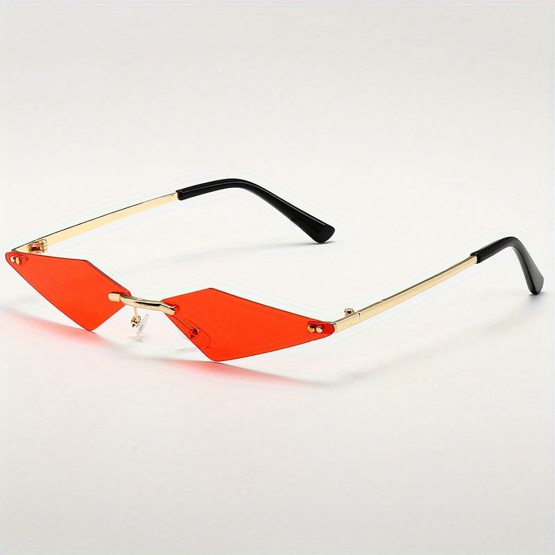 Rhombic Fram Fashionable glasses, new fashionable rimless fashion glasses with small lenses women and men, glare-free_voghion.com