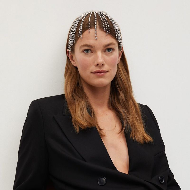 Trendy tassel headband design rhinestone hair chain headdress street shooting accessories female headband_voghion.com
