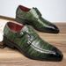 Zees Hot-Selling Cross-Border 47 Large Size 48 Pointed Toe Buckle Crocodile Pattern Trendy Men's Monk Strap_voghion.com