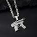 Necklace Zinc Alloy Inlaid Diamond Mini Submachine Gun Pendant Hip Hop Trendy Men's Accessories_voghion.com