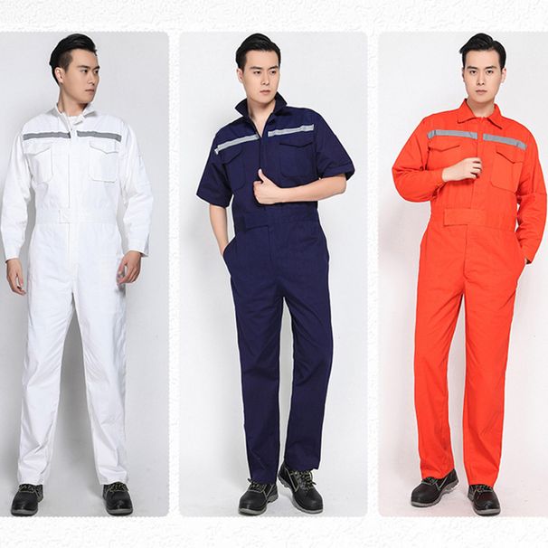 Herreklær resistente reflekterende ettdelte arbeidsklær arbeidsbeskyttelse spraymalingsmaskin reparasjon sveisedress hvit_voghion.com