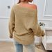 Women's Casual Oversized Long Sleeve Sweater, Solid Color Knit Top, Elegant Crewneck Fall Winter Pullover, Soft Acrylic Fabric, Pearl Detailing_voghion.com
