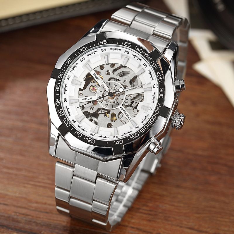 Men's Watch Fashion Steel Band Watch Automatic Hollow Mechanical Watch Watch_voghion.com