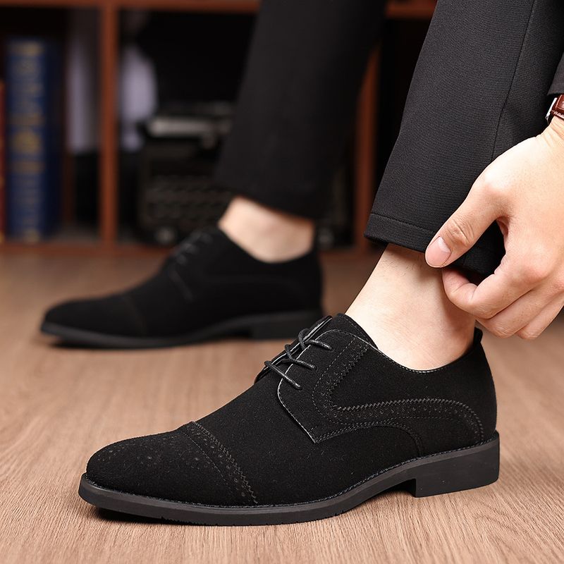 casual Frosted Lace-up Three Sections Leather Large Size Men's Business Shoes_voghion.com