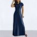 Denim Shirt Dress With Side Slits & Pockets – Oversized Collar A-Line Maxi Dress For Women (S-5XL, Gray/Light Blue/Black/Navy)_voghion.com