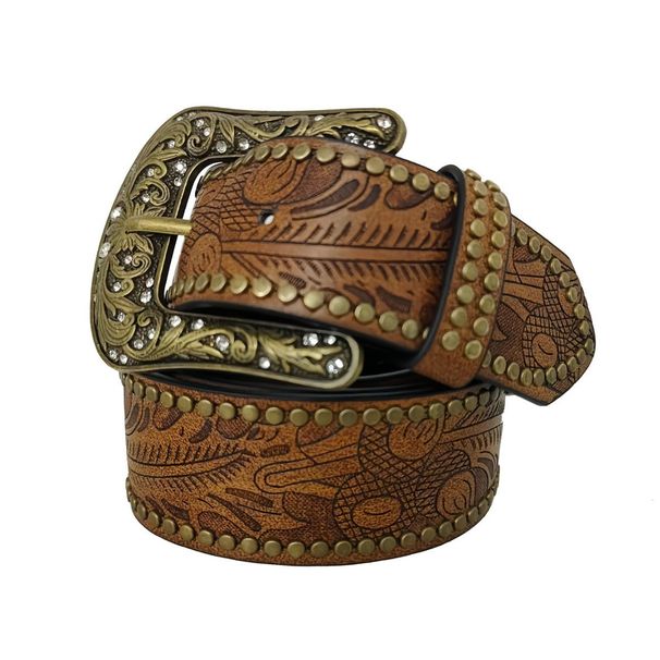 Western-Gürtel aus graviertem Leder – verstellbarer Bund im Vintage-Cowboy-Stil für Jeans und Boho-Outfits_voghion.com