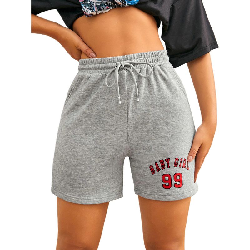 Women's summer fashion shorts drawstring printed sports casual pants_voghion.com