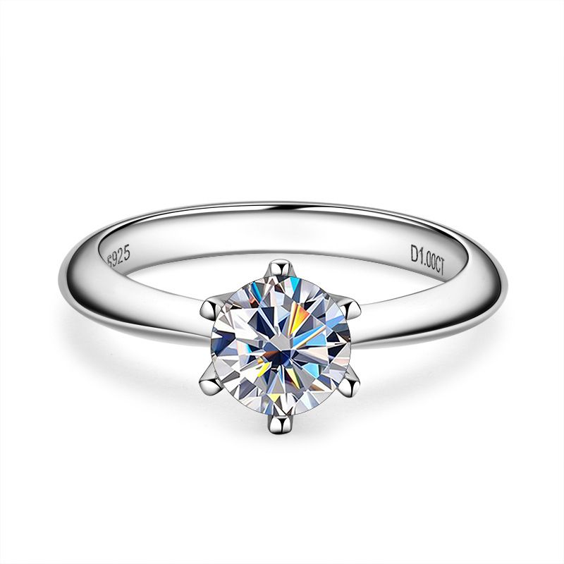 Tancise Diamantringe aus echtem Moissanit für Damen, Hochzeitssilber, klassisches rundes Geschenk, Größe 0,5 Karat, 1 Karat, 2 Karat, 3 Karat, mit GRA_voghion.com