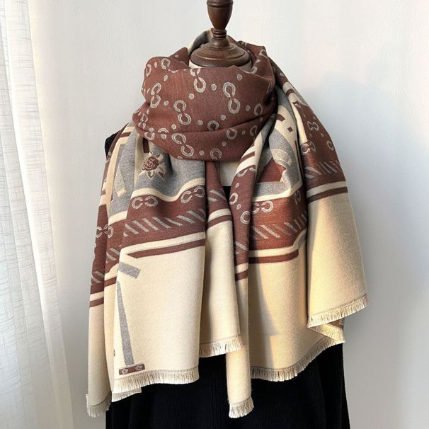 Őszi és téli új kasmír női levél divatos sokoldalú hosszú, vastagított meleg kendő sál takaró_voghion.com