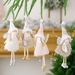 Pom Pom Hat Angel Girl Ornament - Christmas Tree Hanging Decorations, Set Of 4 (Beige, Gray, White, Pink), European Style Holiday Decor"_voghion.com