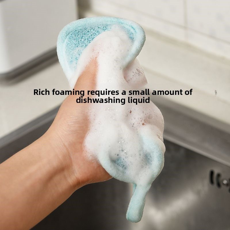 Non-Stick Oil Bamboo Fiber Sponge Scouring Pad Kitchen Pot Scrubber Magic Tool Non-Damaging To Pots Thickened_voghion.com