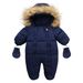 Baby clothing fur collar clothing crawl suit children's thick warm baby onesie_voghion.com