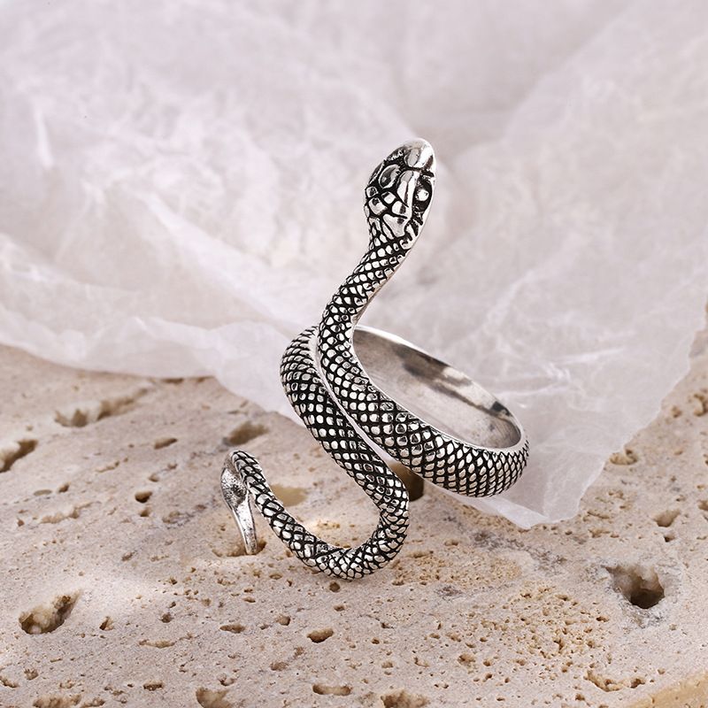 Ready Stock Sterg Sier Winding Snake Women's Ring Vintage Jewelry Adjustable Wholesale Jewellery Offers With_voghion.com