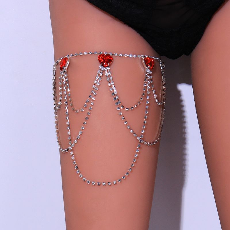 jewelry chain wave multi-layer love leg chain Ruby Diamond body chain_voghion.com