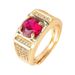 New PT950 Domineering Open With Red Plated Micro Inlaid Men's Ring_voghion.com