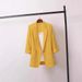 Korean Style Loose Women's Blazer Summer Thin Casual Oversized Suit Jacket With Notched Lapel & 3/4 Sleeve_voghion.com