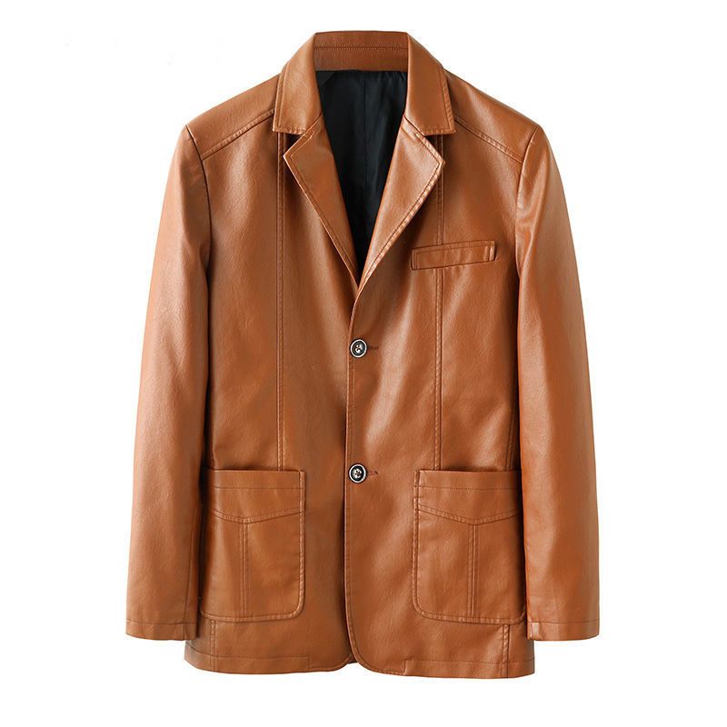 Men's Clothing suit leather jacket men's business spring and autumn new men's casual leather jacket motorcycle jacket leather jacket_voghion.com