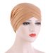 Tessuto elastico con tre cappelli indiani incrociati sul davanti che possono nascondere i capelli, cappello foulard, cappello base musulmana_voghion.com