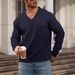 Men's Jacquard Knit Sweater – Relaxed Fit V-Neck Pullover With Stretch Fabric, Breathable & Lightweight For Casual & Layering_voghion.com