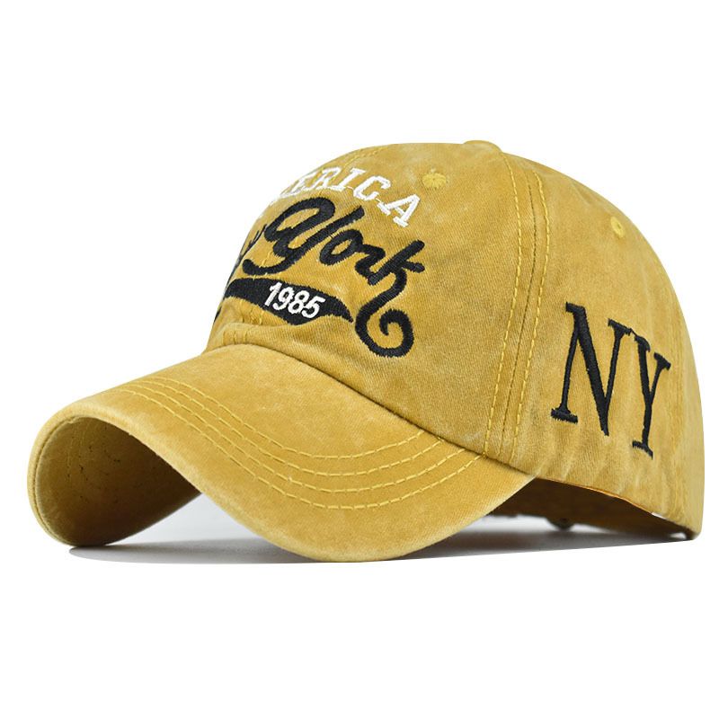 New NY Big Letter Three Dimensional Embroidered High End Pure Cotton Washed And Coated Baseball Hat_voghion.com