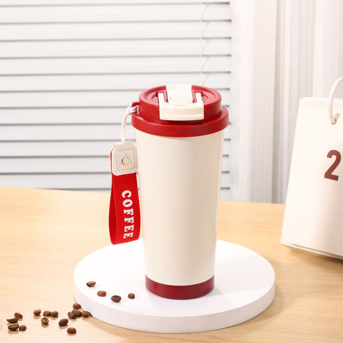 Tazza da caffè con cannuccia di alta qualità, regalo per ufficio e business, con rivestimento interno in ceramica Lily Of The Valley_voghion.com