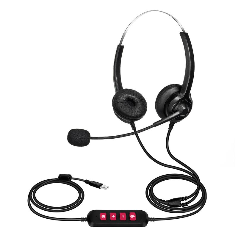 300D Telephone Headset Lossless Noise Reduction Breathable USB Binaural MIC Long Cable Call Center Headphone For Truck_voghion.com
