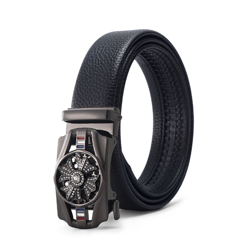 Herren-Ledergürtel mit Ratschenlegierung und automatischer Schnalle, modischer klassischer Gürtel mit drehbarer Schnalle, geeignet für Arbeit, Business, Freizeit_voghion.com