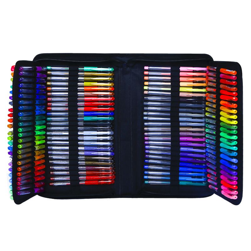 240-Piece Bulk Art Supplies Set: 120 Colors Gel Pens, Highlighters, Glitter Markers & Watercolor Paints For Kids & Adults – 1.0mm Tip, Nylon Case_voghion.com