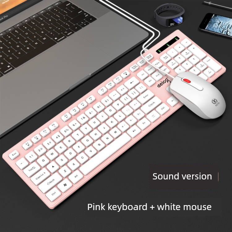 Key Wired Office Mute Girl Computer Laptop Desktop USB Neutral Keyboard Mouse Suit_voghion.com
