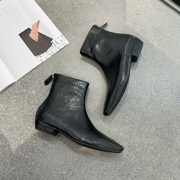 2025 Winter Parijse chique Chelsea-laarzen, enkellaarsjes met lage blokhak, afslankende korte laarzen met vierkante neus_voghion.com