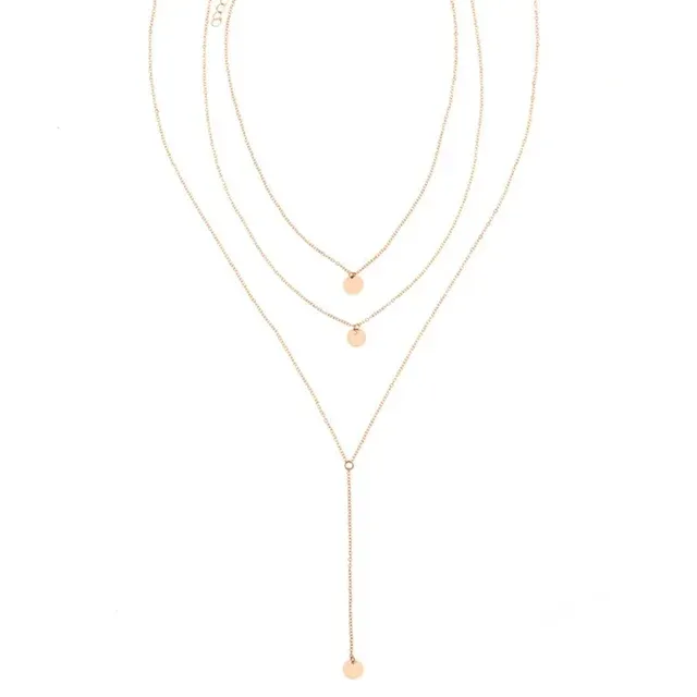 Vendite calde SUMENG Nuovo arrivo 2024 Moda minimalista rotonda Disco moneta catena collana pendente paillettes delicate multistrato collane_voghion.com